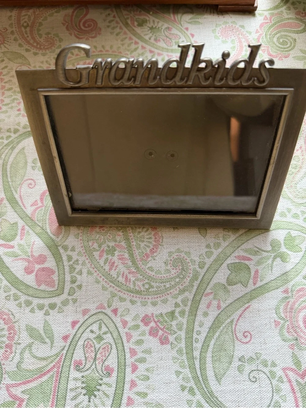 Vintage Grandkids Ornate Pewter Metal Photo Frame With Velvet Backing
